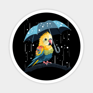 Cockatiel Rainy Day With Umbrella Magnet